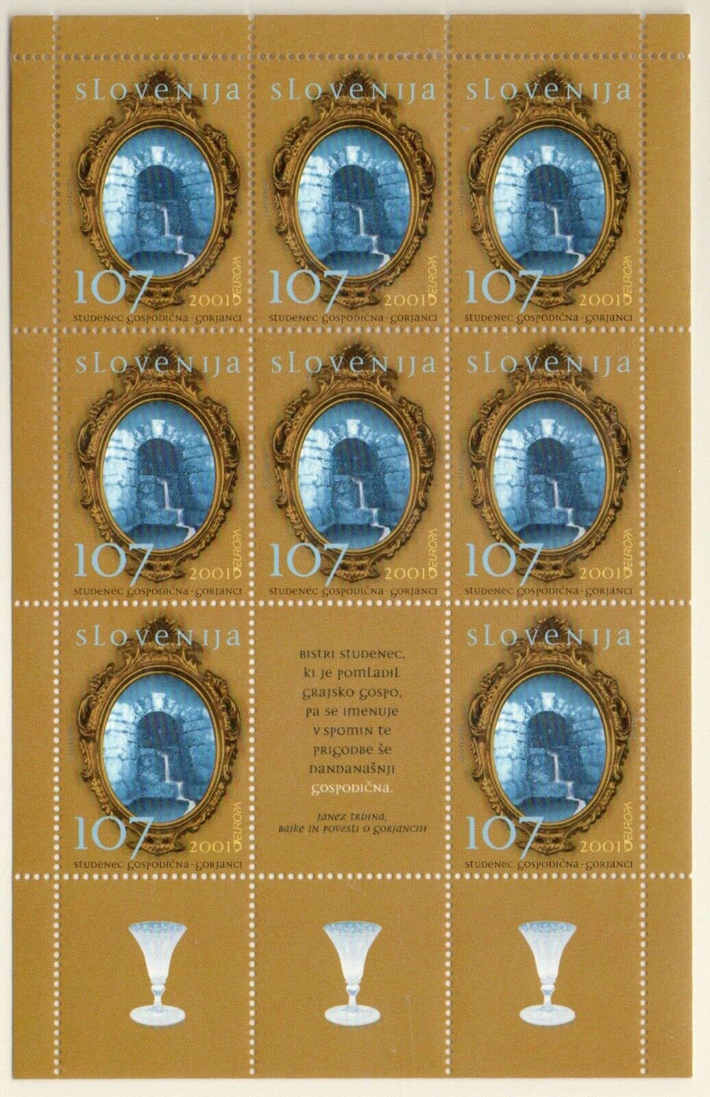 2001 - Europa CEPT (Slovenia) - Acqua ricchezza naturale, minifoglio 8 val.MNH**