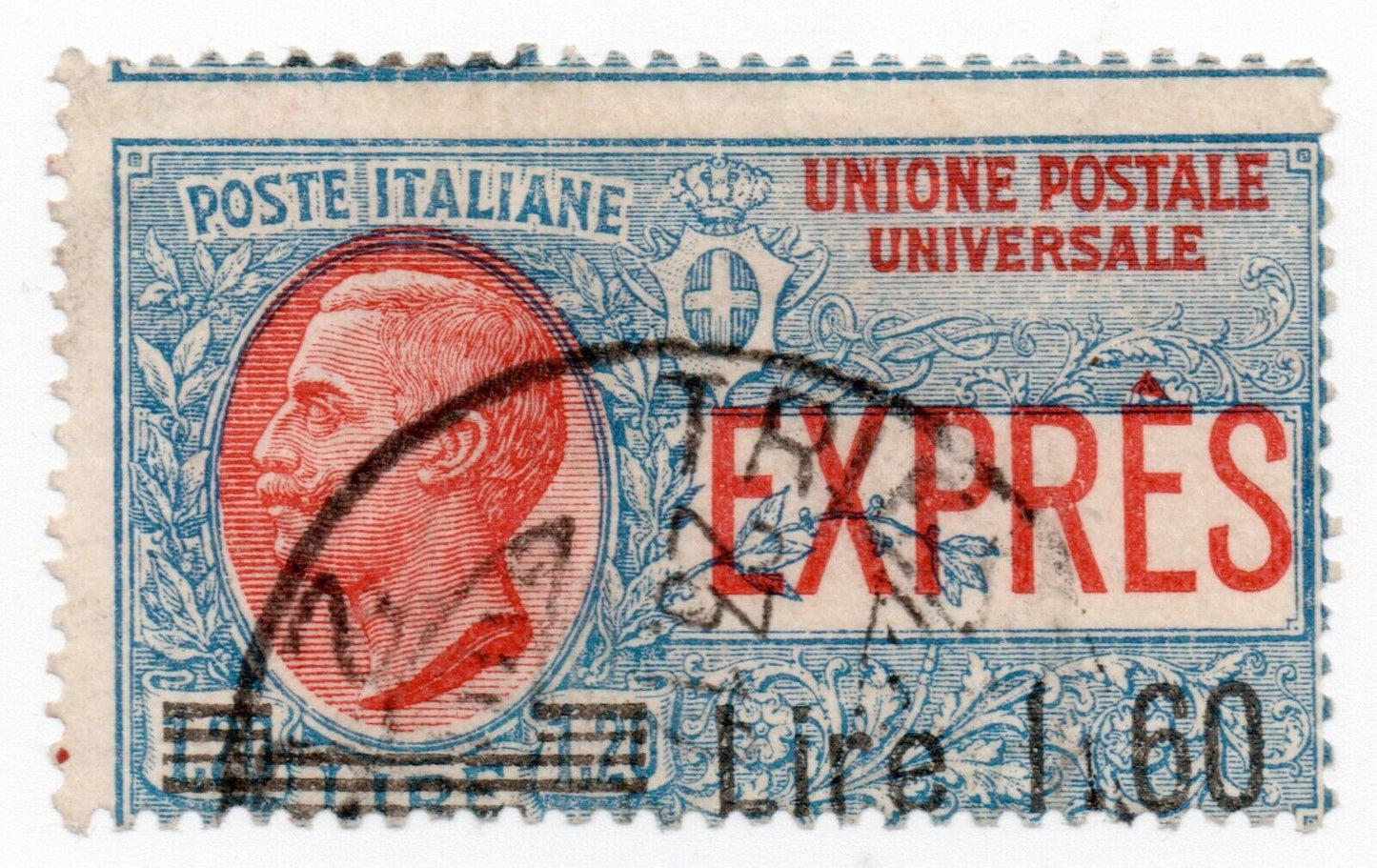 1924 - Regno d'Italia - Espresso del '22, 1,60 su 1,20 azzurro e rosa usato