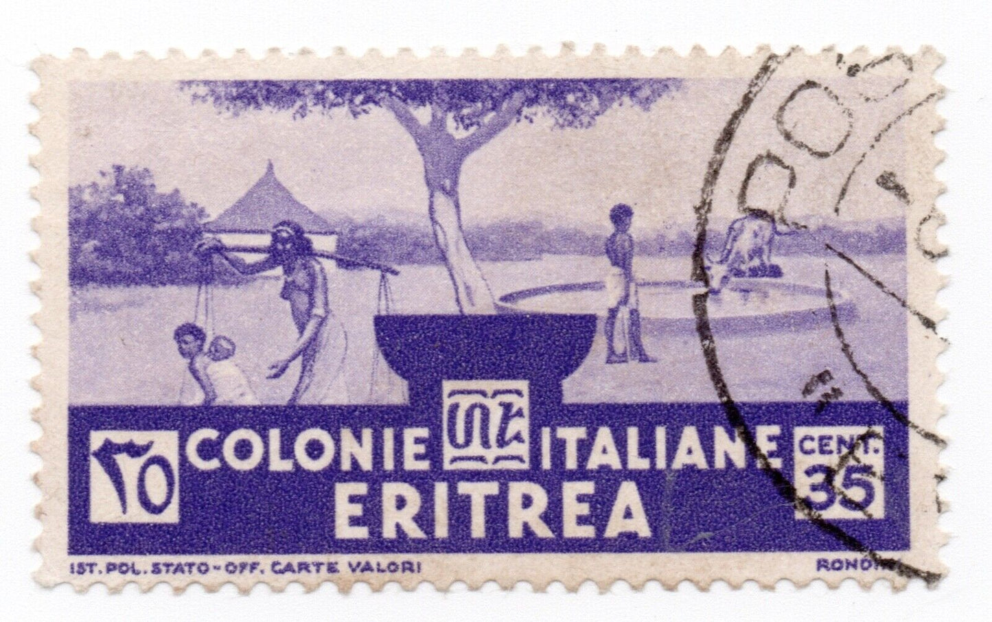 1933 - Colonie italiane (Eritrea) - Serie pittorica, 35 c. violetto usato