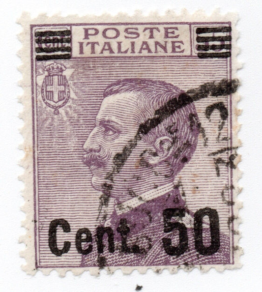 1923 - Regno d'Italia - Francobolli del 01-20, 50 su 55 c. violetto usato