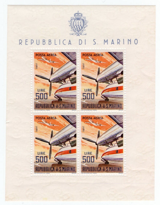 1965 - Saint Marin - Poste aérienne BF 500 lire avion MNH**