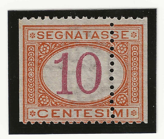 1890 Royaume d'Italie - Affranchissement dû 10 cents. dentelure verticale déplacée MNH**