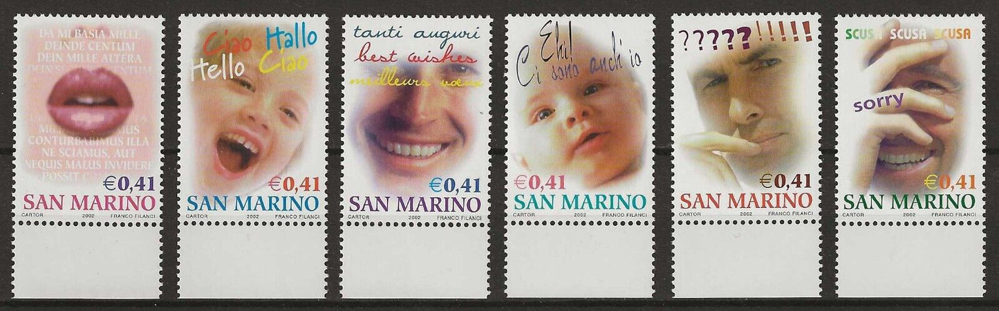 2002 San Marino - Greeting stamps, complete set of 6 MNH values**