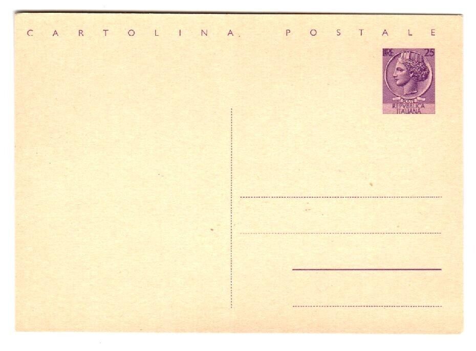 1959 Repubblica italiana - Cartolina postale 25 L. Siracusana nuova