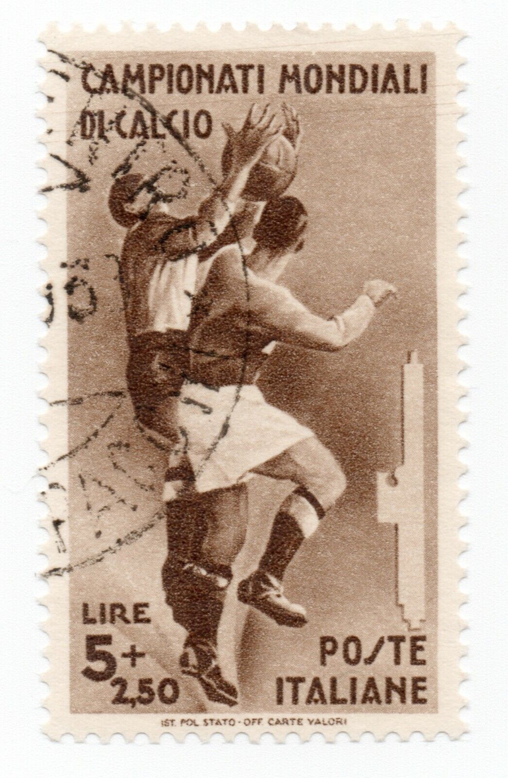 1934 - Royaume d'Italie - Poste aérienne, 5 L. + 2,50 Action occasion