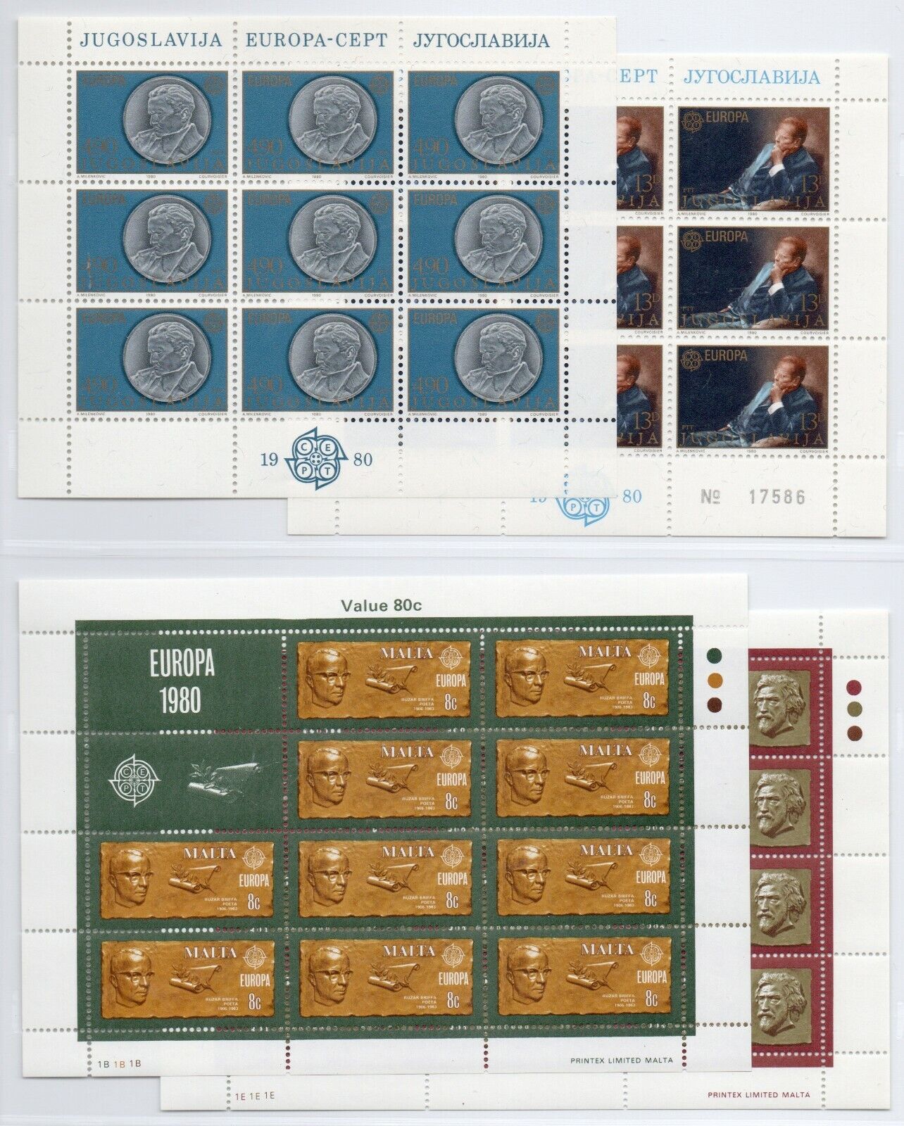 1980 - Europa CEPT (GIRO COMPLETO) - Personaggi celebri, Minifogli + BF MNH**