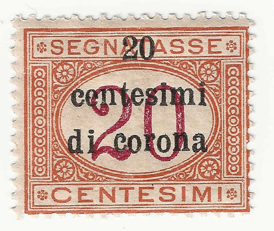 1919 Trento e Trieste - Segnatasse, 20. c su 20 c. arancio soprastampato MNH**