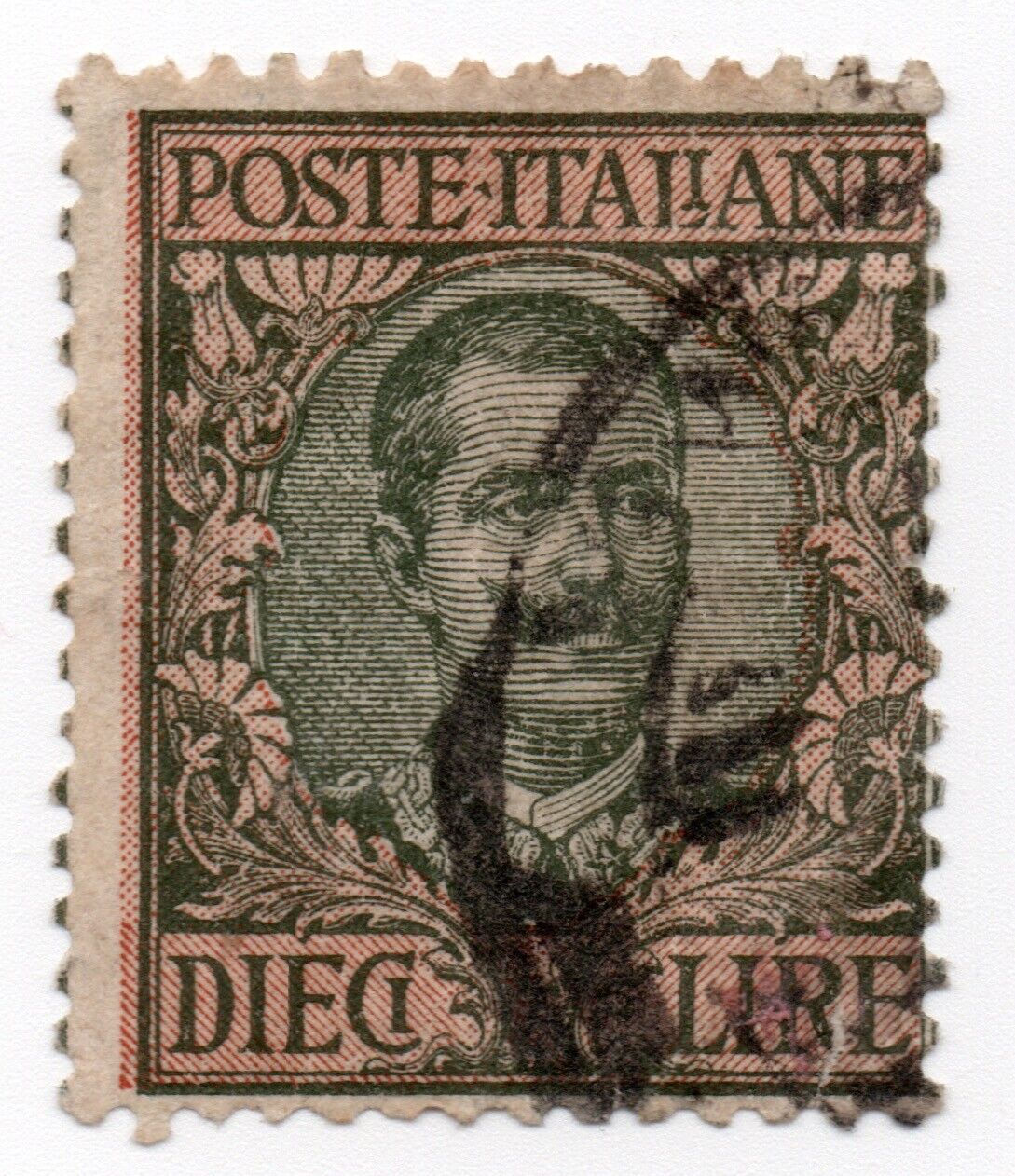 1910 - Regno d'Italia - "Floreale" Tipo del 1901 modificato, 10 L. usato