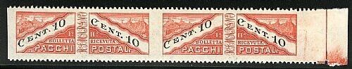 1946 San Marino - 10 cent. Pacchi Postali non dentellati in coppia MNH**