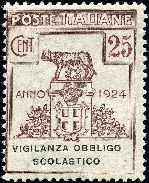 1924 Regno d'Italia - Enti parastatali 25 cent. Vigilanza obbligo scolastico MNH