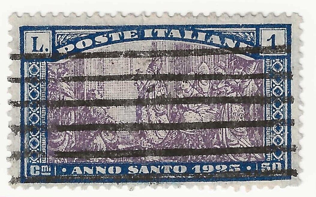 1924 Regno d'Italia - Anno Santo 1925, 1 L. + 50 azzurro usato