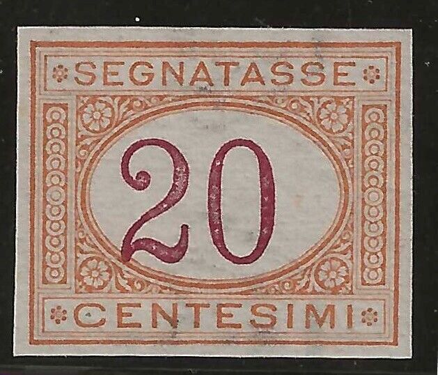 1890 Royaume d'Italie - Affranchissement dû 20 cents. orange et carmin pas bosselés. MNH**