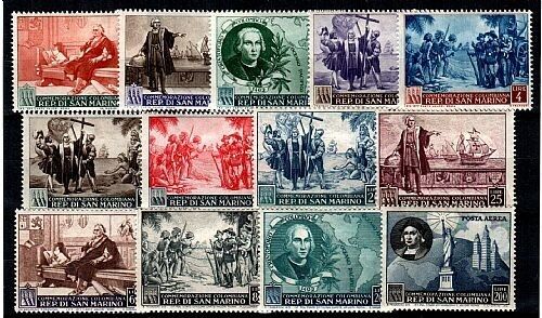 1952 San Marino - Ordinary birth of Columbus + complete aerial MH*