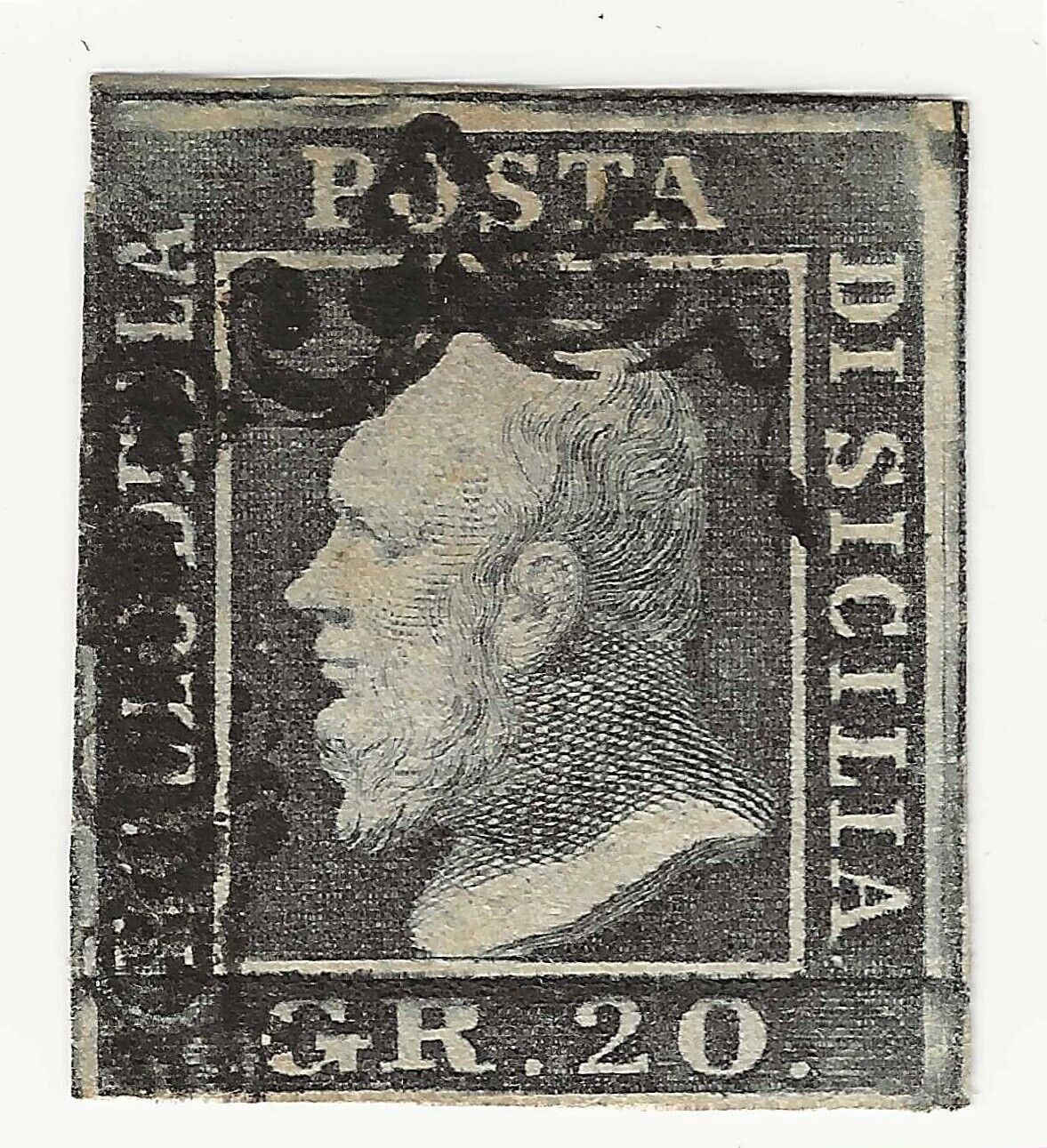 Antichi Stati (Sicilia) - 20 gr. tinta base usato leggermente assottigliato