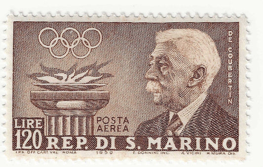 1959 - Saint-Marin - 120 L. Poste aérienne pré-olympique aux diverses effigies du MNH**