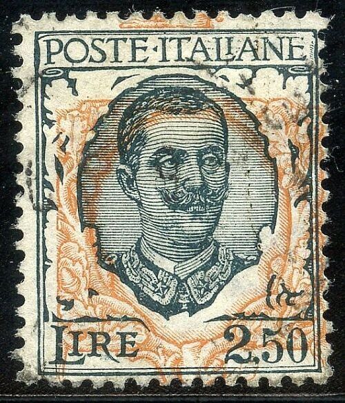 1926 Regno d'Italia - 2,50 L. serie Floreale con ornato spostato usato