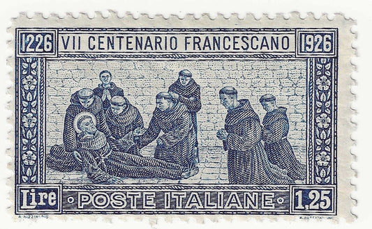 1926 Regno - 1,25 L. azzurro Morte S. Francesco MNH** (Sass. 199)