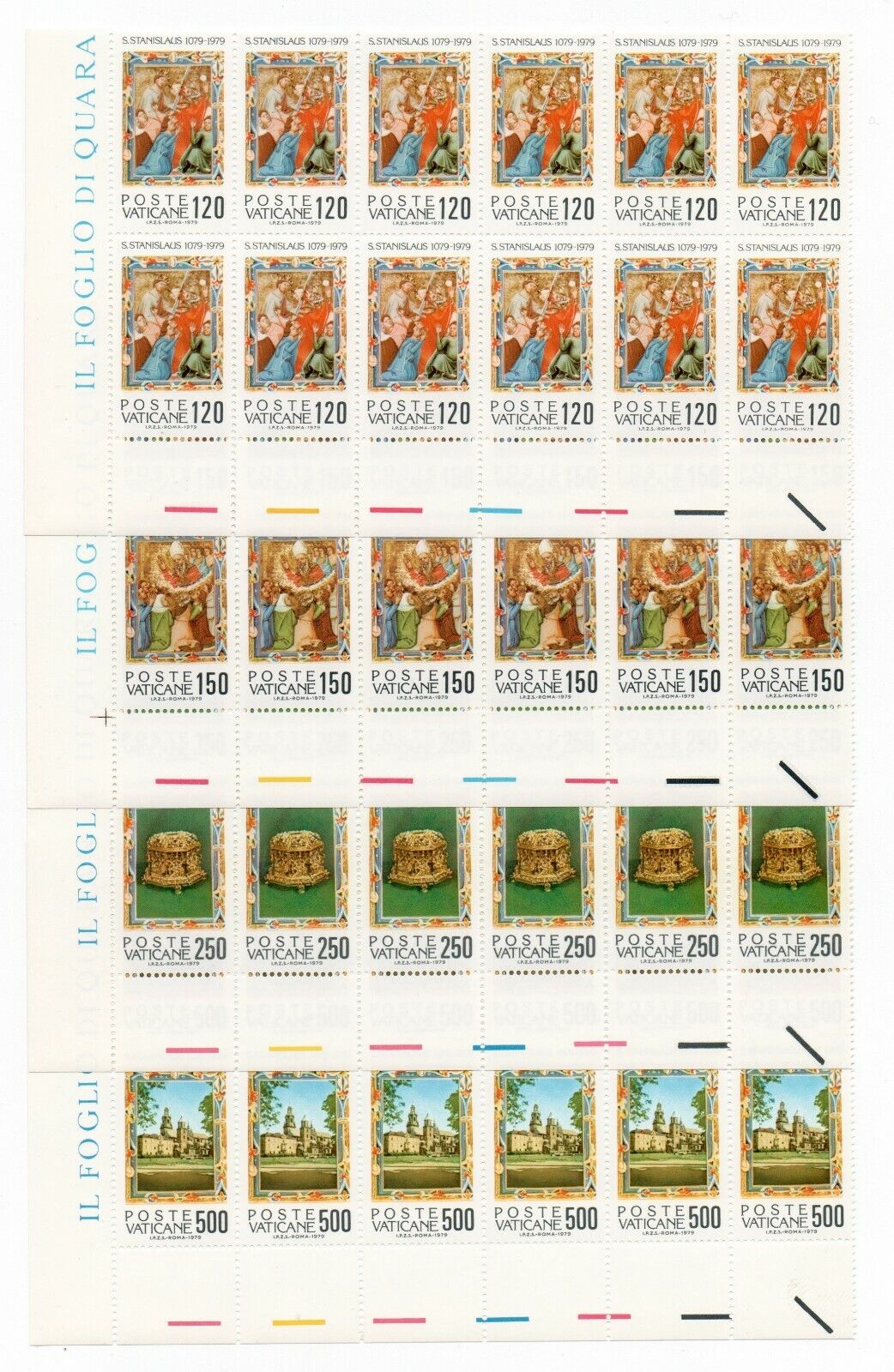 1979 - Città del Vaticano - 900° martirio S. Stanislao, 6 blocchi MNH**