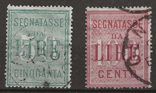 1884 Regno d'Italia - Segnatasse Umberto I, serie di 2 valori usati