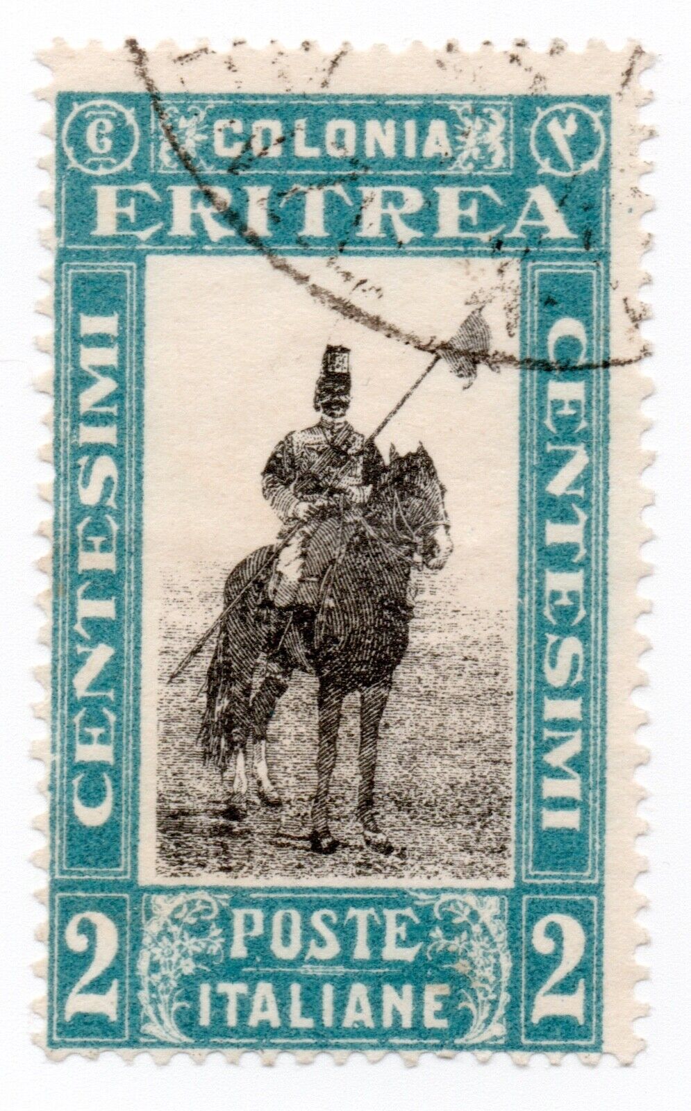 1930 - Colonie Italiane (Eritrea) - Serie pittorica, 2 c. azzurro usato