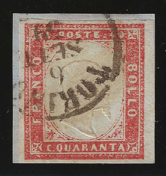 1859 Antichi Stati (Sardegna) - 40 cent. rosso carminato IV emissione Bottacchi