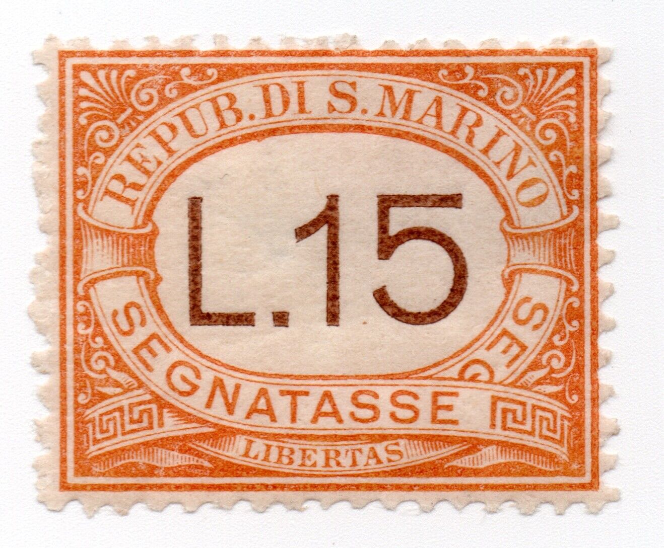 1927 - Saint-Marin - Port dû, 15 L. orange MH