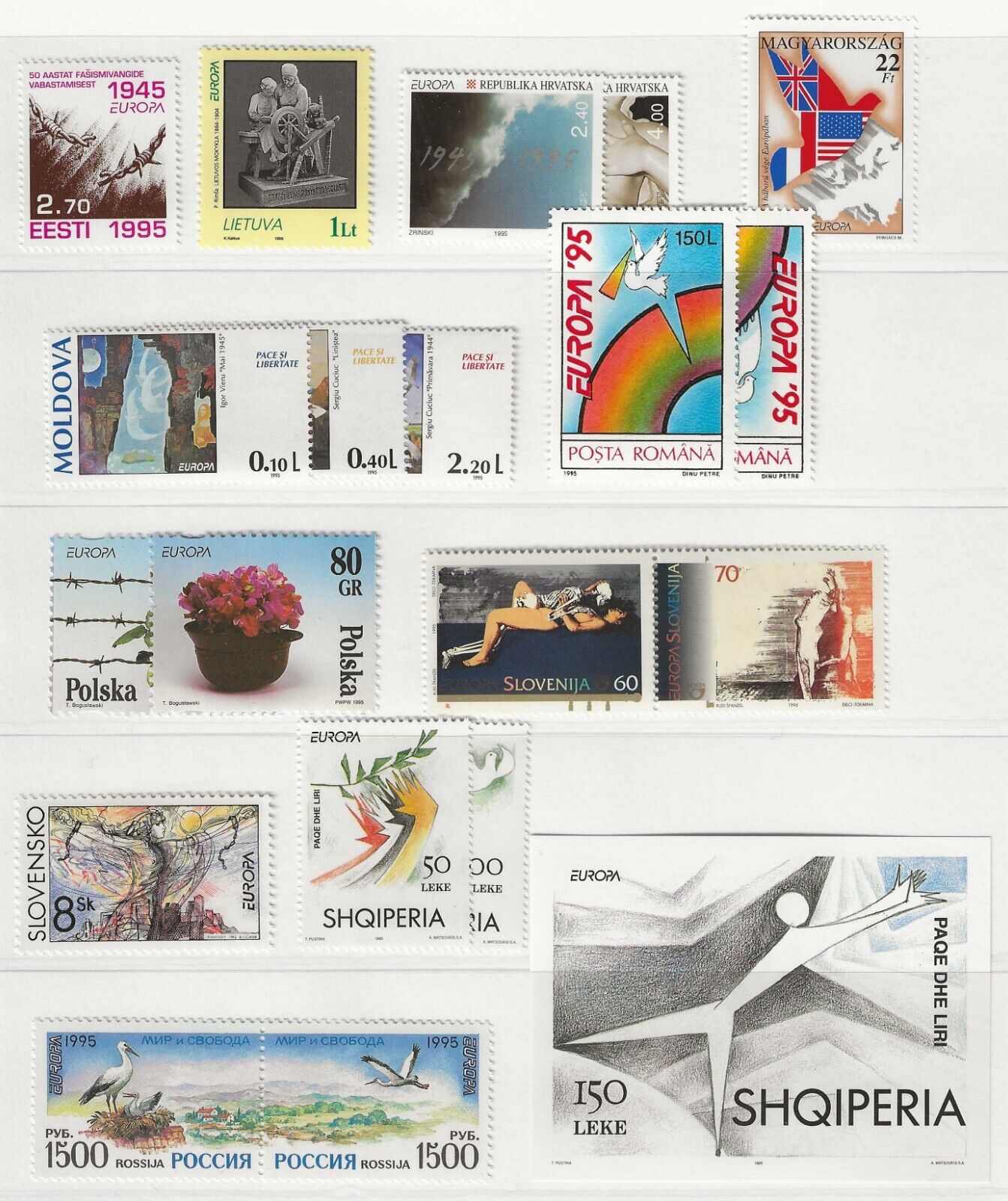 1995 Europa CEPT - Anno completo "Pace e Libertà", 56 paesi MNH**