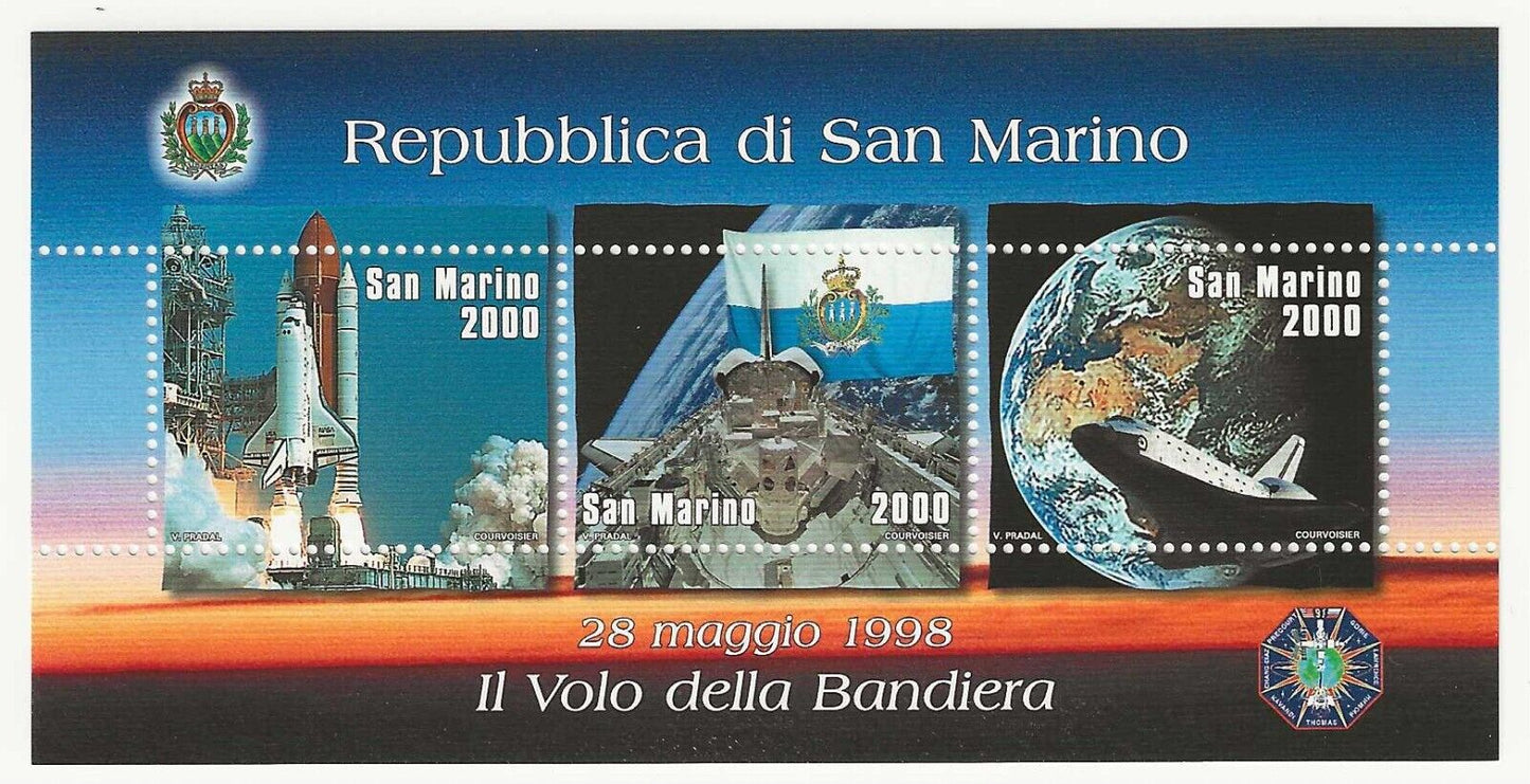 1998 San Marino - Foglietto bandiera nello Spazio MNH**