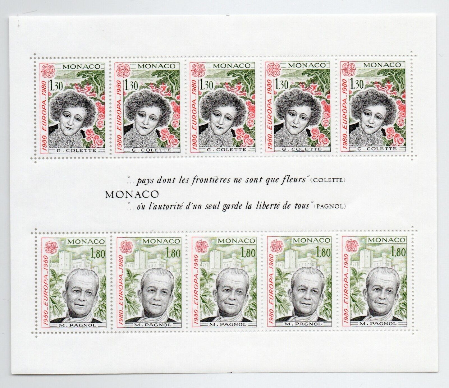 1980 - Europa CEPT (GIRO COMPLETO) - Personaggi celebri, Minifogli + BF MNH**