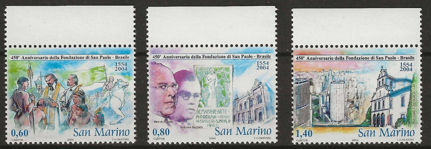 2004 Saint-Marin - 450ème anniversaire de la fondation de Saint-Paul au Brésil 3 val. MNH**