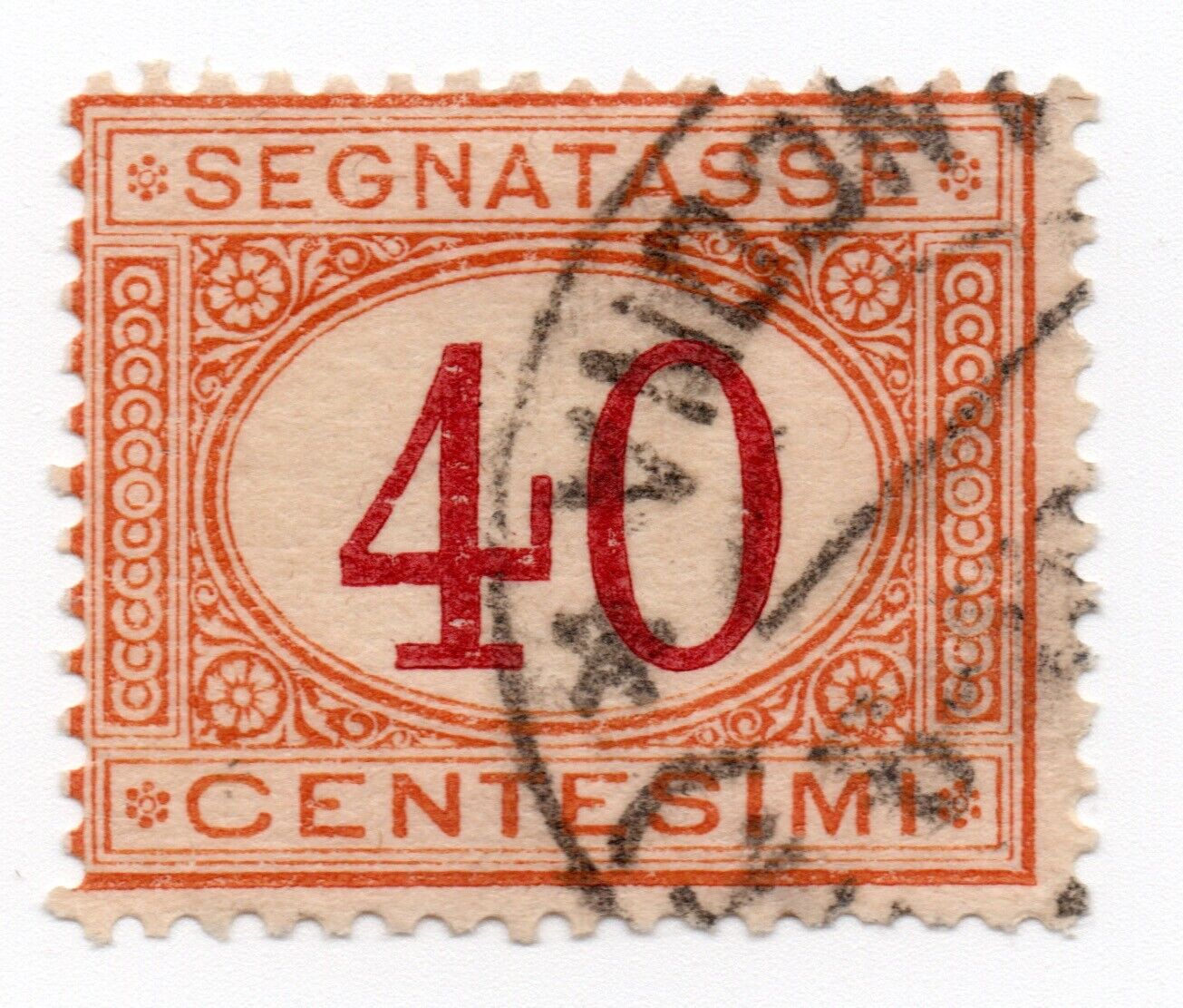 1870 - Regno d'Italia -  Segnatasse, 40 c. ocra e carminio usato