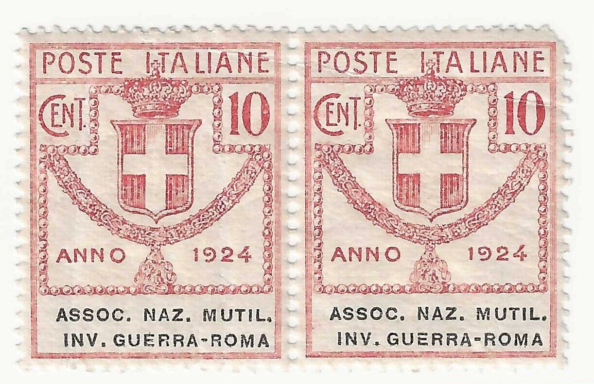 1924 Regno d'Italia - Enti Parastatali, Coppia 10 cent. rosa MNH**