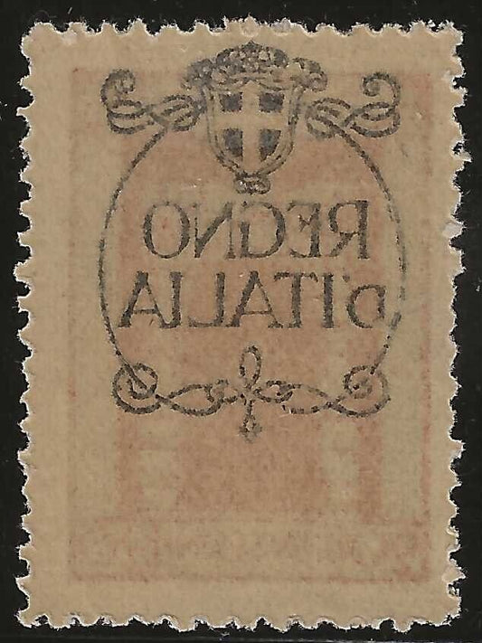 1924 Fiume - 20 cent. "Regno d'Italia" con decalco soprastampa MH*