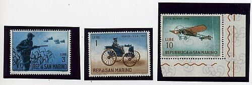 1962 San Marino -  Varietà serie caccia, aerei e automobili MNH**