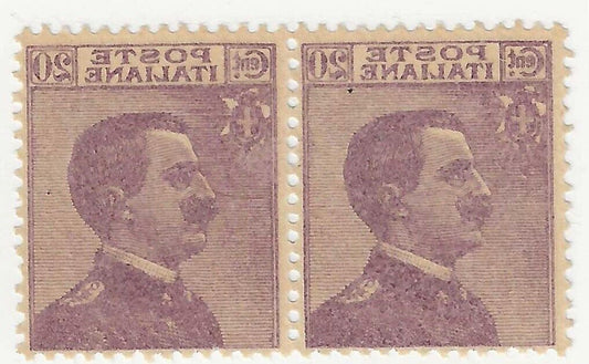 1926 Regno d'Italia - Coppia 20 cent. violetto con decalco MNH**