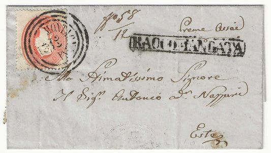 Antichi Stati (Lombardo Veneto) - 5 s. rosso 1861 su raccomandata per Este