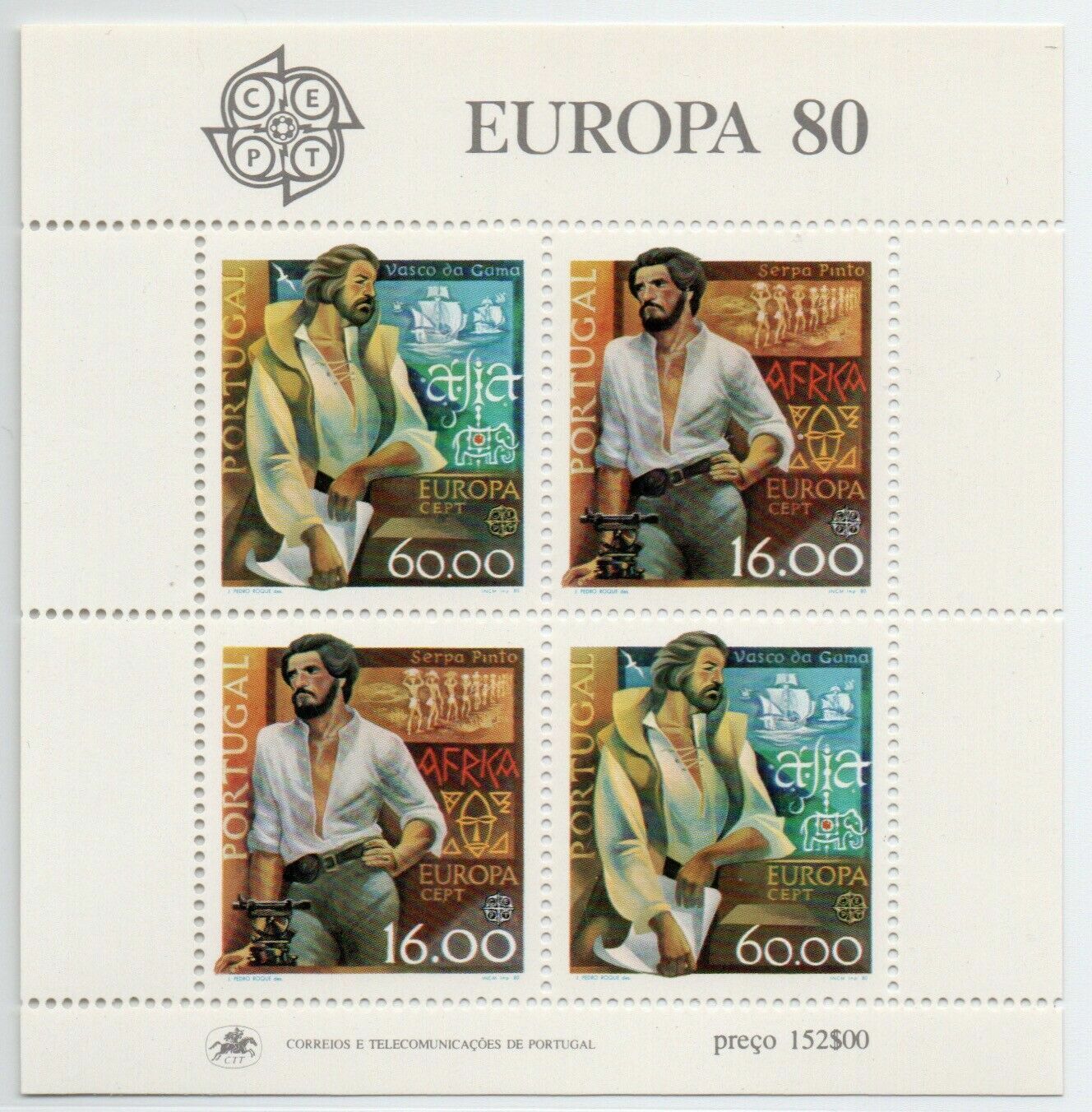 1980 - Europa CEPT (FULL LAP) - Personnages célèbres, Mini-feuillets + BF...