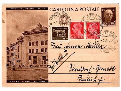 1932 Regno d'Italia - Cartolina Postale 30 c. Opere del Regime Scuola Elementare