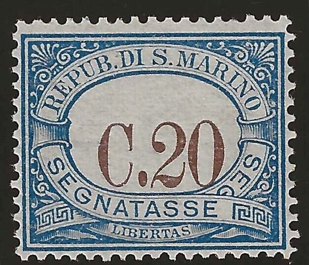 1939 San Marino - 20 c. Segnatasse cifre spostate in basso MH*