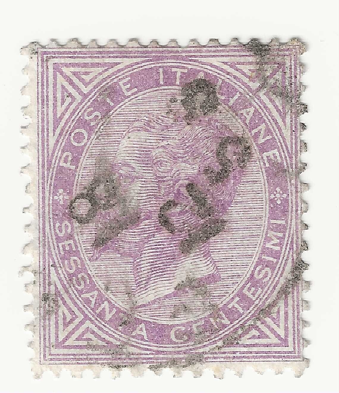 1863 - Regno d'Italia - 60 c. lilla chiaro De La Rue tiratura di Londra usato