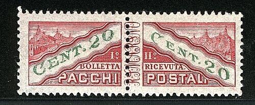 1945 San Marino - Pacchi postali 20 cent. con diciture ritoccate a sinistra MH*