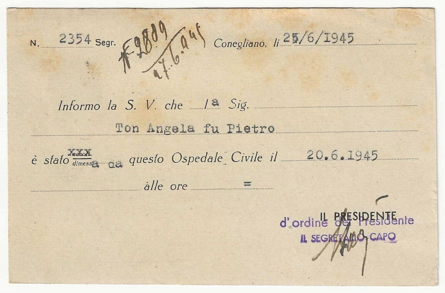 Utilisation tardive de la République Sociale (RSI) - 50 centimes. violette 1944 en lice pour Vazzola