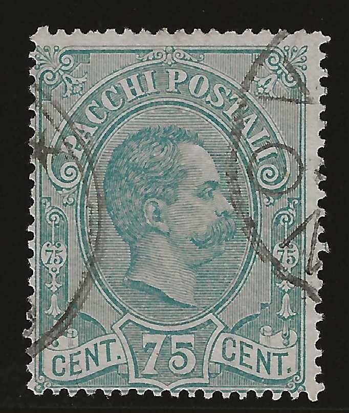 1884/86 Regno d'Italia - 75 cent. Pacchi Postali Umberto I verde usato