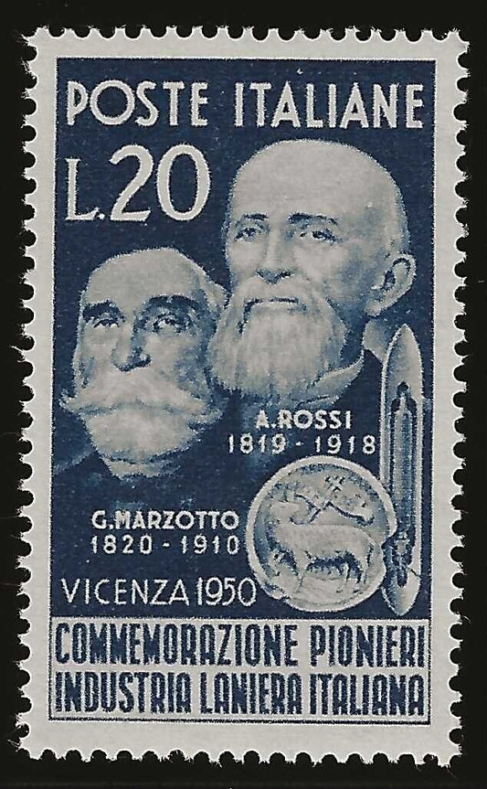 1950 Repubblica italiana - 20 L. Pionieri industria laniera italiana MNH**