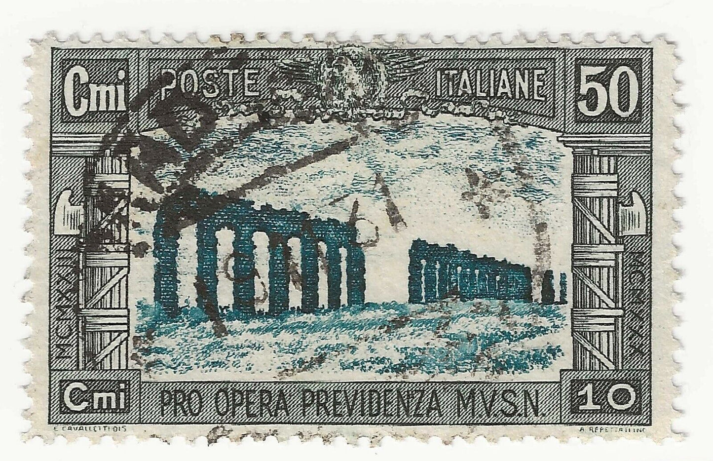 1930 Regno d'Italia - Pro Opera Previdenza Milizia 50 c. + 10 c. verde usato