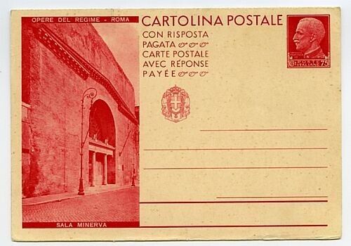 Regno d'Italia - Cartolina Postale 75 + 75 cent. Opere Regime 1932 Sala Minerva