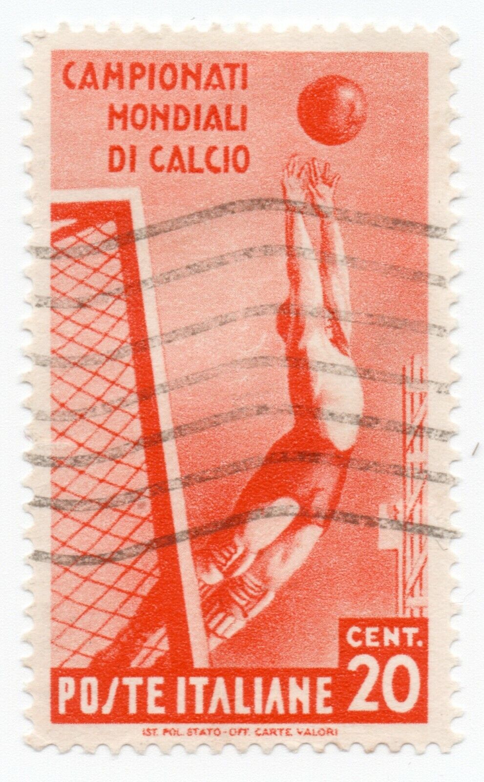 1934 - Regno d'Italia - II campionato mondiale di calcio, 20 c. usato