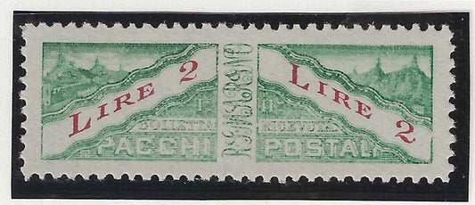 1928 San Marino - 2 L. Pacchi postali con varietà di colore MH*