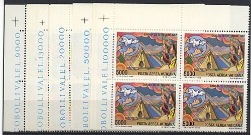 1988 Vaticano - Posta aerea i viaggi del Papa 1987 serie completa quartine MNH**