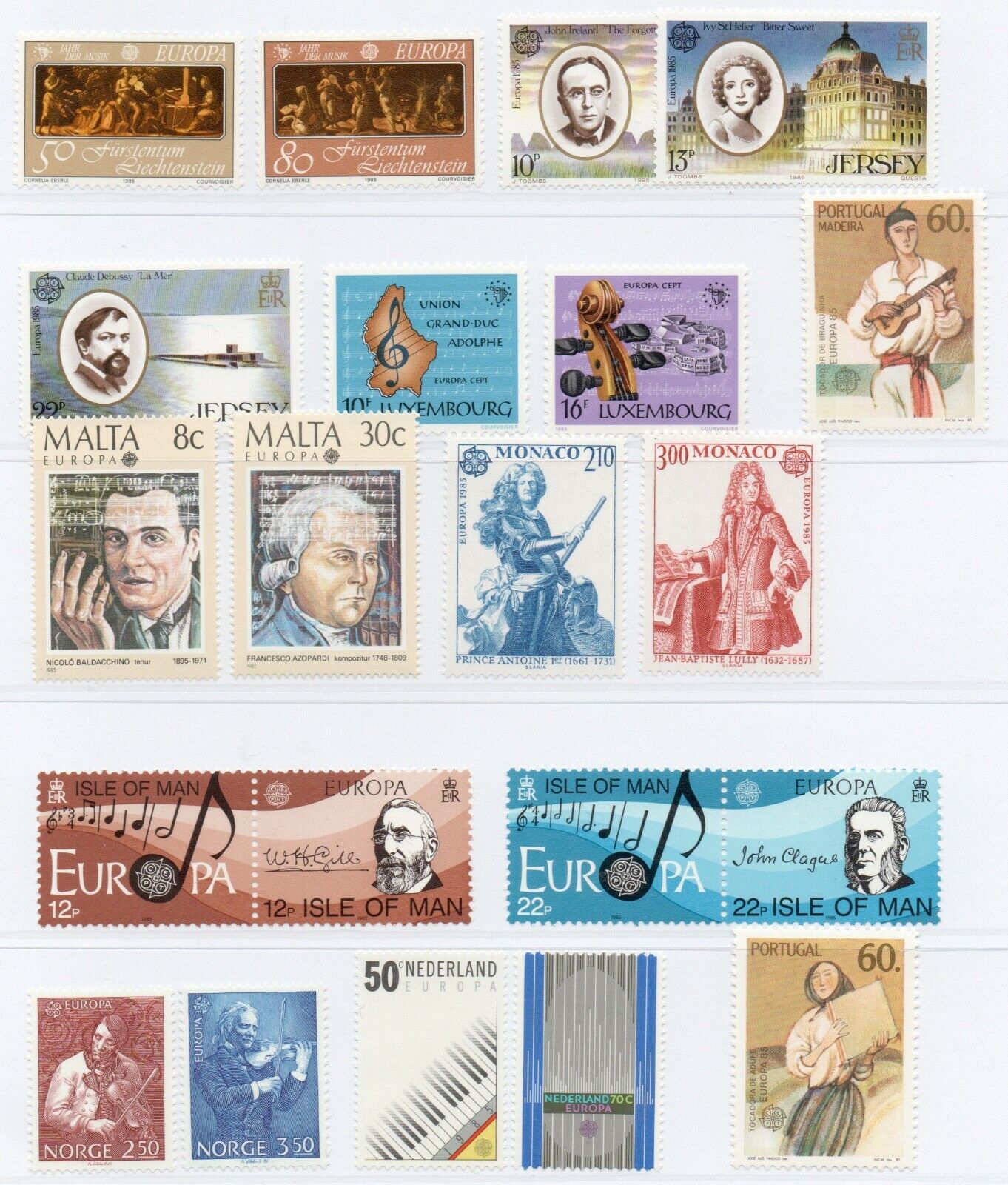 1985 - Europa CEPT (Anno completo) - Anno della Musica, 35 paesi 74 val. MNH**